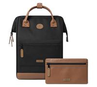 Cabaïa - Zaino Adventurer Cologne - Medium 18L - Idrorepellente - scomparto per PC fino a 13″ - 2 tasche intercambiabili - Vegan certificato - Zaino da viaggio, lavoro e scuola - Nero