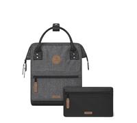 Cabaïa - Zaino Adventurer - Idrorepellente - scomparto per PC - 2 tasche intercambiabili - Vegan certificato - Zaino da viaggio, lavoro e scuola - Grigio