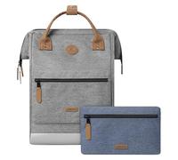 Cabaïa - Zaino Adventurer - Idrorepellente - scomparto per PC - 2 tasche intercambiabili - Vegan certificato - Zaino da viaggio, lavoro e scuola - Grigio