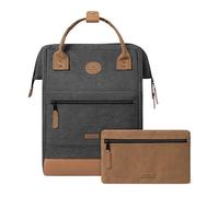 Cabaïa - Zaino Adventurer - Idrorepellente - scomparto per PC - 2 tasche intercambiabili - Vegan certificato - Zaino da viaggio, lavoro e scuola - Grigio