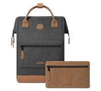 Cabaïa - Zaino Adventurer London - Large 23L - Idrorepellente - scomparto per PC fino a 15″ - 2 tasche intercambiabili - Vegan certificato - Zaino da viaggio, lavoro e scuola - Grigio