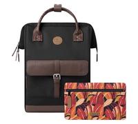 Cabaïa - Zaino Adventurer Managua - Maxi 23L - Idrorepellente - scomparto per PC fino a 15″ - 2 tasche intercambiabili - Vegan certificato - Zaino da viaggio, lavoro e scuola - Nero