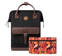 Cabaïa - Zaino Adventurer Managua - Maxi 23L - Idrorepellente - scomparto per PC fino a 15″ - 2 tasche intercambiabili - Vegan certificato - Zaino da viaggio, lavoro e scuola - Nero