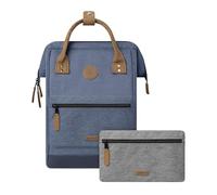 Cabaïa - Zaino Adventurer Paris - Medium 18L - Idrorepellente - scomparto per PC fino a 13″ - 2 tasche intercambiabili - Vegan certificato - Zaino da viaggio, lavoro e scuola - Blu