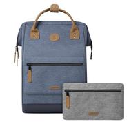 Cabaïa - Zaino Adventurer Paris - Small 10L - Idrorepellente - scomparto per PC fino a 10,5″ - 2 tasche intercambiabili - Vegan certificato - Zaino da viaggio, lavoro e scuola - Blu