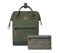 Cabaïa - Zaino Adventurer Seoul - Maxi 23L - Idrorepellente - scomparto per PC fino a 15″ - 2 tasche intercambiabili - Vegan certificato - Zaino da viaggio, lavoro e scuola - Verde