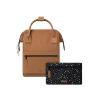 Cabaïa - Zaino Adventurer Torino - Medium 18L - Idrorepellente - scomparto per PC fino a 13″ - 2 tasche intercambiabili - Vegan certificato - Zaino da viaggio, lavoro e scuola - Marrone