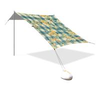 Cabana da spiaggia pieghevole a quadretti blu scuro con protezione UPF50+, impermeabile, con borsa per il trasporto, per viaggi di famiglia, picnic e campeggio