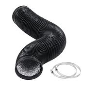 CABAX 4 pollici 5 piedi di canalizzazione dell'aria, flessibile tubo flessibile di sfiato dell'essiccatore di alluminio nero per il filtro della ventola di ventilazione HVAC e la tenda di coltivazione con 2