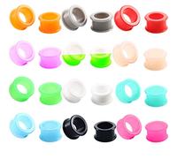 CABBE KALLO Kit di 12 paia di dilatatori in silicone per lobo, 6 G-22 mm, a doppia svasatura, per donne e uomini, piercing per il corpo, Silicone, Non applicabile.