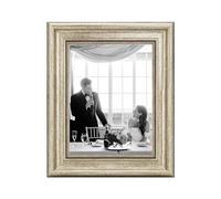 CABBEL Cornice portafoto 18x24 cm, in argento vintage, stile barocco elegante, con vetro acrilico infrangibile - per poster, foto o certificati - perfetta per soggiorno, ufficio o galleria