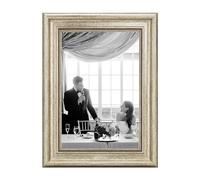 CABBEL Cornice portafoto A4, 21x30 cm, in argento vintage, stile barocco elegante, con vetro acrilico infrangibile - per poster, foto o certificati - perfetta per soggiorno, ufficio o galleria