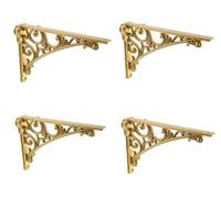 CABDM Staffa decorativa per mensole, 30,5 cm, color oro antico, per scaffalature solide, resistenti, progetti fai da te, hardware incluso, confezione da 4 staffe per mensole resistenti