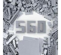 Cabeeskii 560 Set di Mattoncini Classici da Costruzione, Mattoncini Sfusi Grigio Chiaro in 7 Misure, Ricariche di Mattoncini Classici da Costruzione, Compatibile con Tutte le Marche Principali