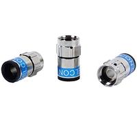 Cabelcon F-6-TD 5.1TI Self Install Nitin con O-ring integrato (impermeabile), spina F blu RG6/7 mm, colore: argento/blu, 50 pezzi