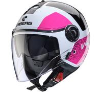 Caberg Riviera V4 X Alpha Casco Jet, nero-bianco-rosa, taglia S per maschi