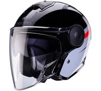 Caberg Soho Zephir Casco Jet, nero/grigio/rosso, Taglia S (55/56)