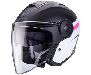 Caberg Soho Zephir Casco Jet, nero opaco/bianco/rosa, Taglia S (55/56)