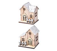 Cabilock 1 Set Cabina Luminosa Illuminazione LED Festa Natale Xmas Natalizio All'aperto Casa del Villaggio di Natale Mini Rifornimento di Natale Ornamento Natalizio di Legno 2 Pz