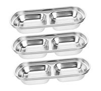 Cabilock 1 Set Ciotole Inox Per Salse E Condimenti Dischi Per Aperitivi Resistente Caldo E Freddo Per Ristoranti Domestica Scomparti 3 Pezzi
