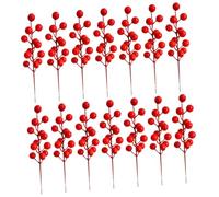 Cabilock 1 Set Decorazione Ai Frutti Rossi ups Decorazioni Natalizie con Renne Rami di Steli di Bacche Artificiali di Natale Caramella Rosso Bagno con Schiuma 20 Pezzi