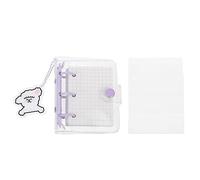 Cabilock 1 set di mini taccuino flessibile, raccoglitore ad anelli, piccolo album di ritagli, chiusura a scatto, trasparente, a 3 anelli, manuale ricaricabile