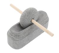 Cabilock 1 set di mortaio e pestello in pietra naturale, ciotola grigia e macinino per macinare le spezie, schiacciapatate per avocado, utensile per macinazione manuale del pesto