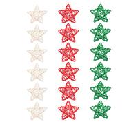 Cabilock 1 Set Pentagramma Natalizio Stelle Natale Decorazioni Natale Green Palla di Vimini Palline di Rattan di Vimini Decorative di Vimini Ornamento Stella Colorful 18 Pollici