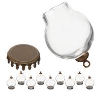 Cabilock 10 Bottigliette dei Desideri in Vetro Trasparente da 20 MM Tappo in Bronzo Antico Barattoli di Conservazione Decorativi da Appendere per Artigianato Fai da Te e Ricordi di