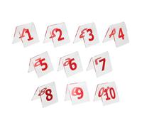 Cabilock 10 Pezzi Segnaposto Tavolo in Acrilico Bifacciale Numeri 1-10 Rossi, Cartelli Numerazione Tavoli per Matrimoni, Ristoranti e Banchetti, Supporto Stabile e Lettura Chiara