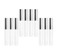 Cabilock 10 pezzi Tubetti Vuoti per Lucidalabbra con Tappo Argento Contenitori Trasparenti in Plastica per Lip Gloss Olio Labbra e Cosmetici Design Circolare Portatile per Donna