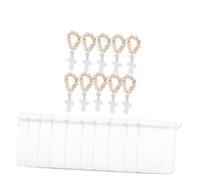Cabilock 10set di Rosari in Legno con Crocifisso e Sacchetti in Rete Come Bomboniere per Battesimo, Shower e Altre Cerimonie Religiose, Rosari con Perline di Legno per Memorie Spirituali