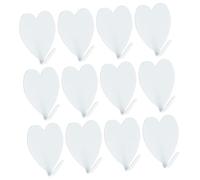 Cabilock 12pezzi Ganci Adesivi Forma Di Cuore in Ferro Resistente Appendini Traceless Senza Foratura Per Bagno Cucina e Camera Da Letto Portabiti Multiuso in Acciaio Inossidabile Bianco