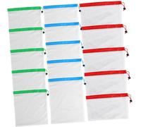 Cabilock 15 pezzi Sacchetti in Rete con Coulisse Riutilizzabili per Frutta e Conservazione Multi Misura Leggeri in Poliestere Traspirante per Cucina e Organizzazione Casa