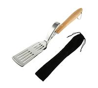 Cabilock 1Set Pinze da Barbecue in Acciaio Inossidabile con Spatola e in Bamboo Ergonomico Attrezzatura per Grigliate Clip Multifunzionale per Carne e