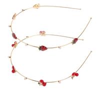Cabilock 2 pezzi Cerchietti Capelli Frutto Rosso e Fragola con Perle Accessori Dolci e Resistenti per Feste Matrimoni e Uso Quotidiano