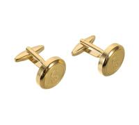 Cabilock 2 Pezzi Cufflinks per Camicia Uomo Lettera Oro 1 Pollice in Rame | Finitura Lucida Rotonda, Chiusura Sicura e Leggera, Idea per Ufficio e Nozze