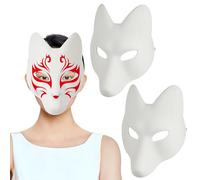 Cabilock 2 Pezzi Maschera di Volpe Animale in Pu Bianca per Feste Halloween