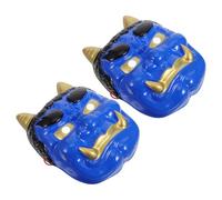 Cabilock 2 Pezzi Maschera Samurai Hannya Blu in Plastica Corna, Riutilizzabile e Decorazione Versatile per Ristorante e Negozio di Tatuaggi, Accessorio Cosplay per Adulti