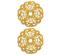 Cabilock 2 Pezzi Medaglione da Soffitto Rotondo in Ps Oro Intaglio Traforato Preciso, Leggero e Decorativo per Lampade e Plafoniere, Stile Europeo Elegante per Case Moderne e Sala da Pranzo