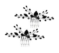 Cabilock 2 Pezzi Pettini per Chioma da Sposa Neri Cristalli Accessori Decorativi Vintage per Matrimonio Pettini Laterali Eleganti per Chioma da Donna Decorazioni per Feste e Damigelle