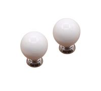 Cabilock 2 Pezzi Pomello Rotondo in Ceramica per Cassetti e Armadi, Bianco | Stile Rurale Europeo, Montaggio Semplice, Vite in Metallo da 25mm, per Cucina e Mobili