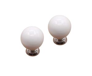 Cabilock 2 Pezzi Pomello Rotondo in Ceramica per Cassetti e Armadi, Bianco | Stile Rurale Europeo, Montaggio Semplice, Vite in Metallo da 25mm, per Cucina e Mobili