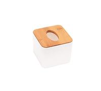Cabilock 2 Pezzi Portafazzoletti Quadrati Plastica con Bambù Contenitore Decorativo per Salviette Scatola Tovaglioli per Auto Bagno Ufficio e Casa Design Semplice e