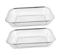 Cabilock 2 Pezzi Scolapiatti in Acciaio Inossidabile per Lavello Scolabasket Rettangolare Rete Resistente per Scolare e Risciacquare Frutta e Accessorio Cucina Versatile per Uso Familiare e