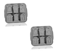 Cabilock 2 pezzi Stampo Ghiaccio Halloween Teschio Forma Originale Tomba per Ghiaccio Cioccolato e Dessert Facile da e Sformare da Grigio