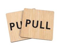 Cabilock 2 Pezzi Targhetta Push Pull Legno per Porte Adesivo con Texture Legno per Uffici e Negozi per Porte Vetro da Design e Versatile