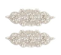 Cabilock 2 Pezzi Toppa Termoadesiva con Pietre Decorative Argento per Abiti da Cerimonia e Teatro, Applicazione da Cucire per Trasformazione Rapida e Decorazione Elegante