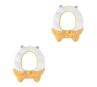 Cabilock 2 Pz Sedile WC Corgi Facciale Toilette Sedile del Water Imbottito Cuscino Sedile WC Rotondo Bidet Sedile Vasino Maniglia a Filo Bidone Bianca Finta Pelliccia di Coniglio