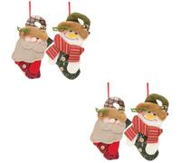 Cabilock 2 Set Calzini di Natale Festa Babbo Natale Ciondolo di Natale Pan di Ornamenti Dorati Decorazione Caramelle Decorazioni Natalizie Calze di Natale Sacchetto di 2 Pezzi * 2